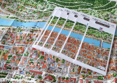 Handgezeichneter Stadtplan von Heidelberg